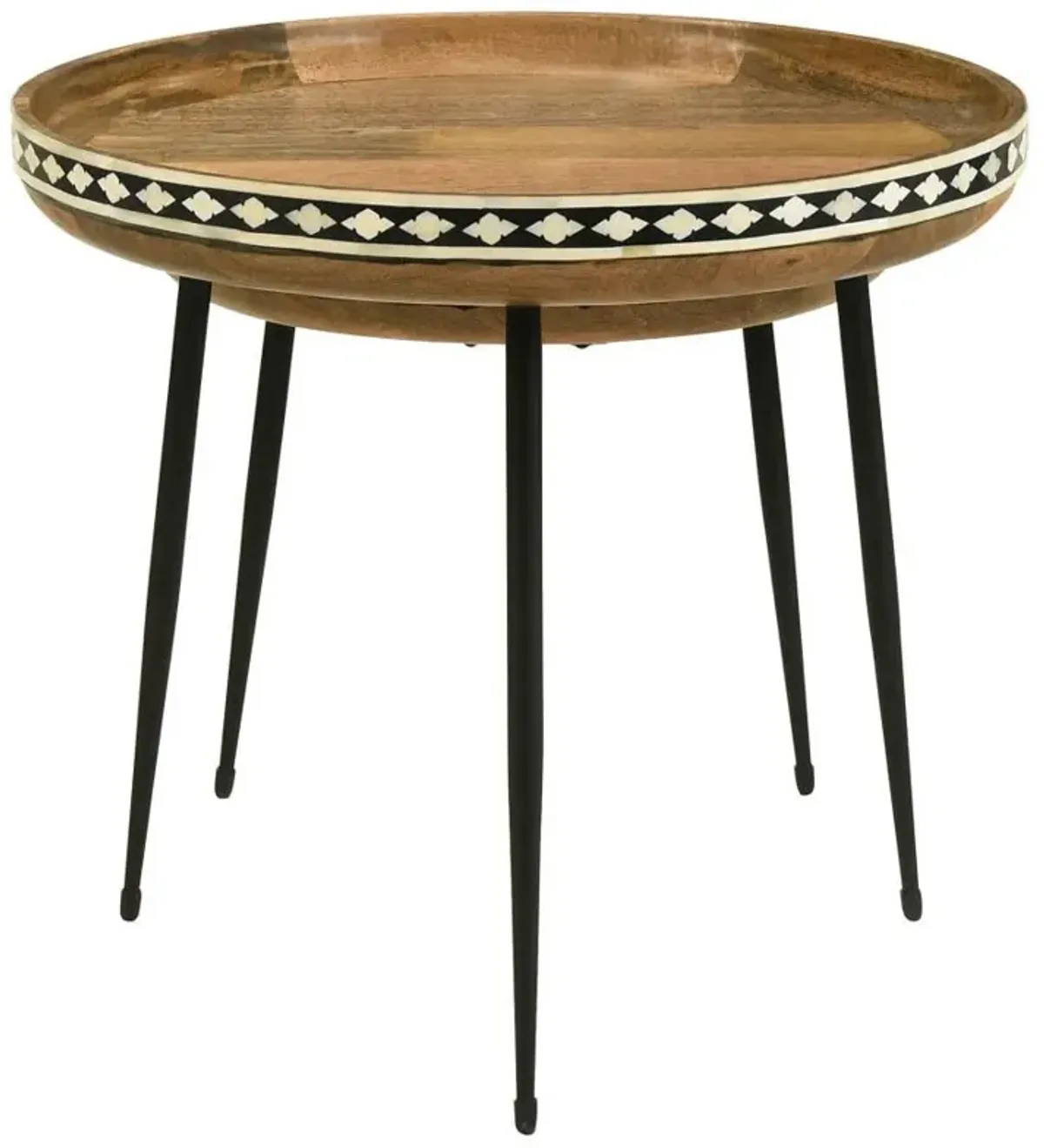 Ollie - 2 Piece Solid Wood Bone Inlay Nesting Table - Natural