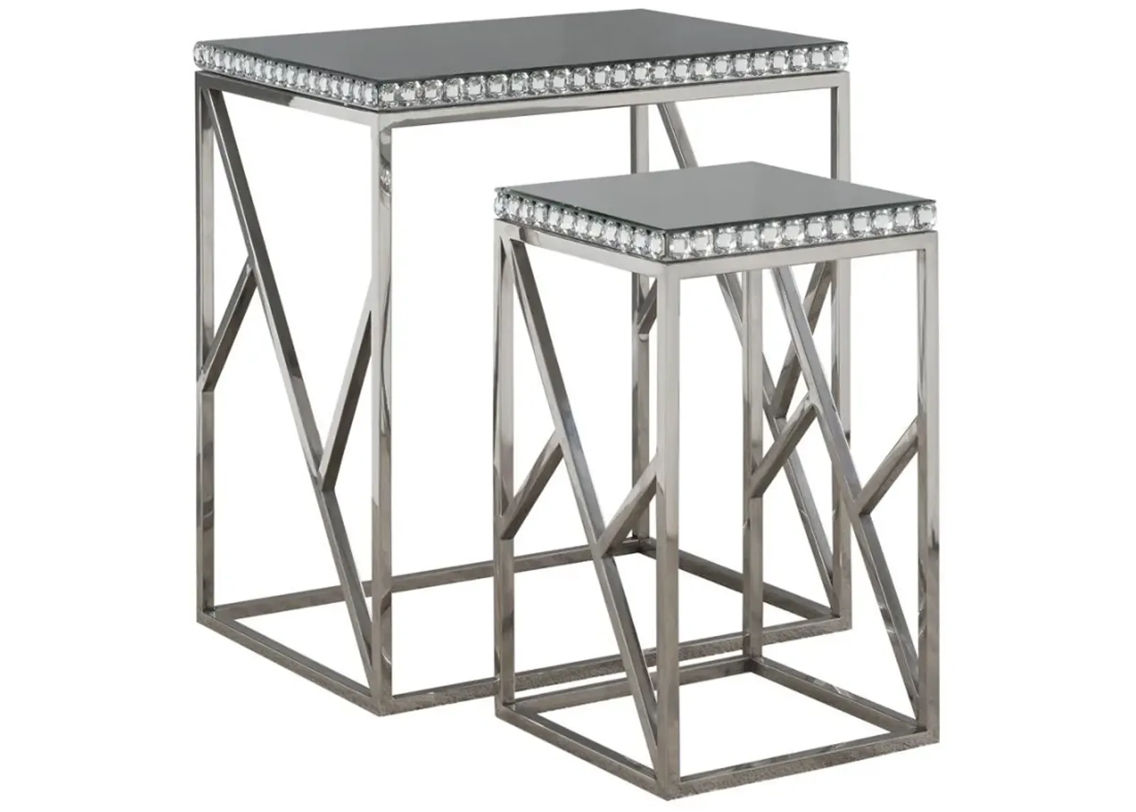 Betsy - 2-Piece Mirrored Stainless Steel Nesting Tables - Silver