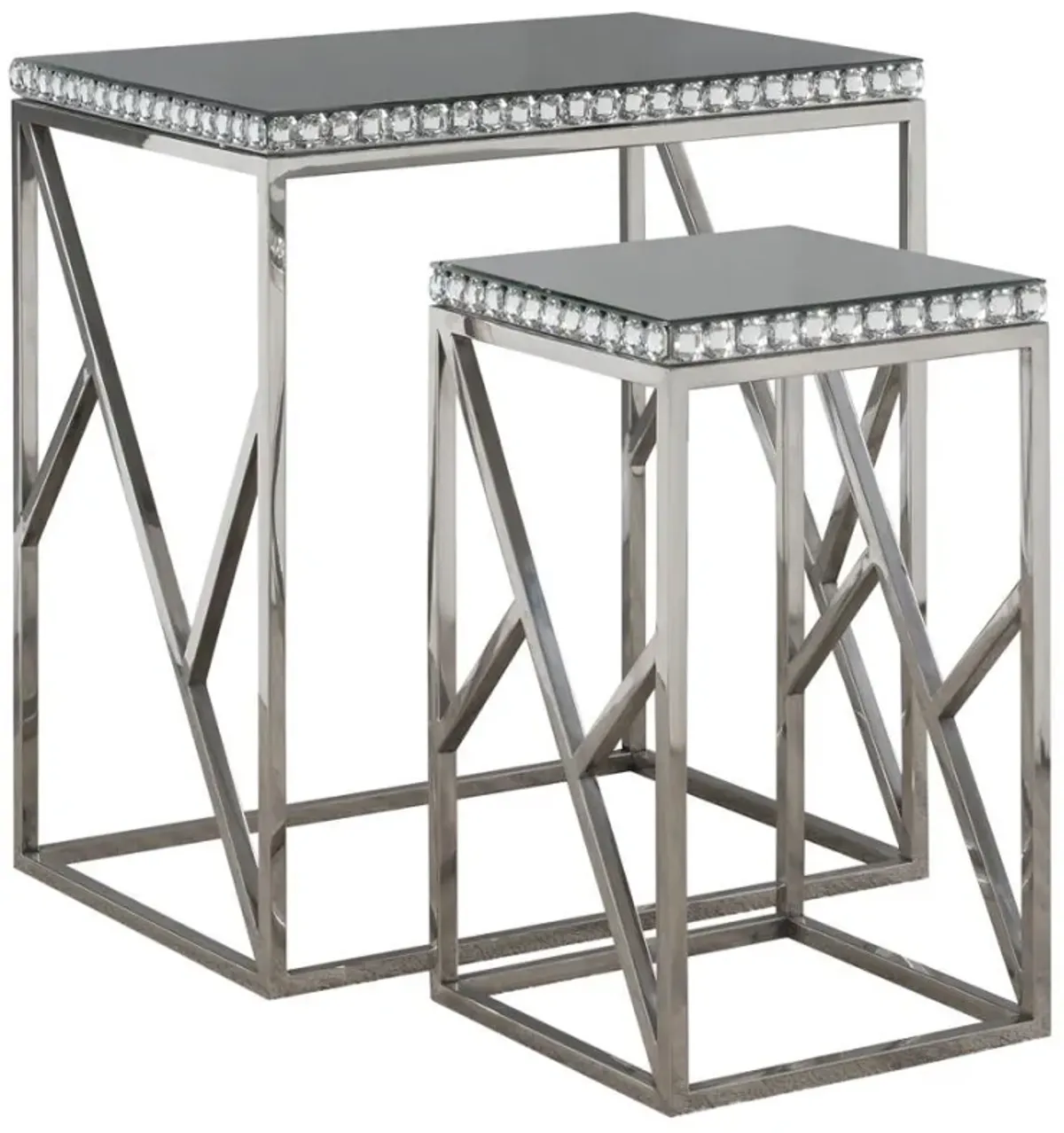 Betsy - 2-Piece Mirrored Stainless Steel Nesting Tables - Silver