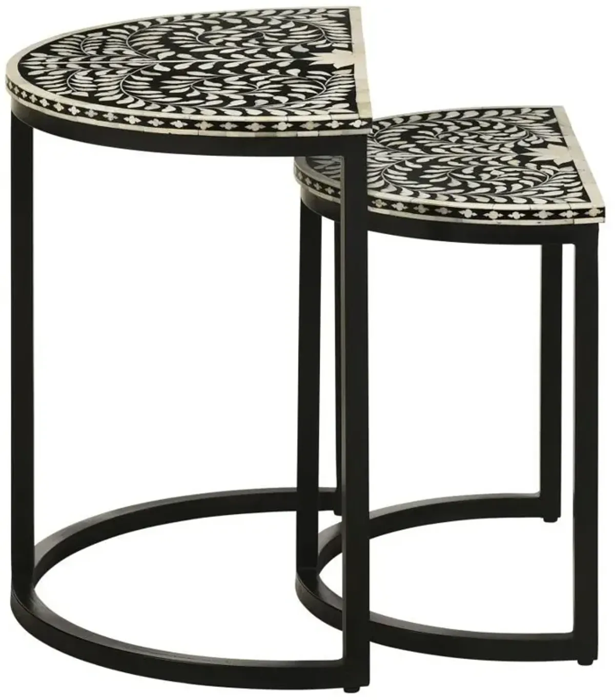 Zakiya - 2 Piece Demilune Nesting Table Set - Black And White