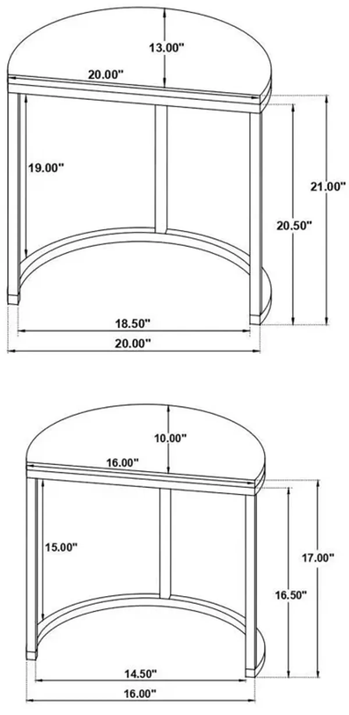 Zakiya - 2 Piece Demilune Nesting Table Set - Black And White