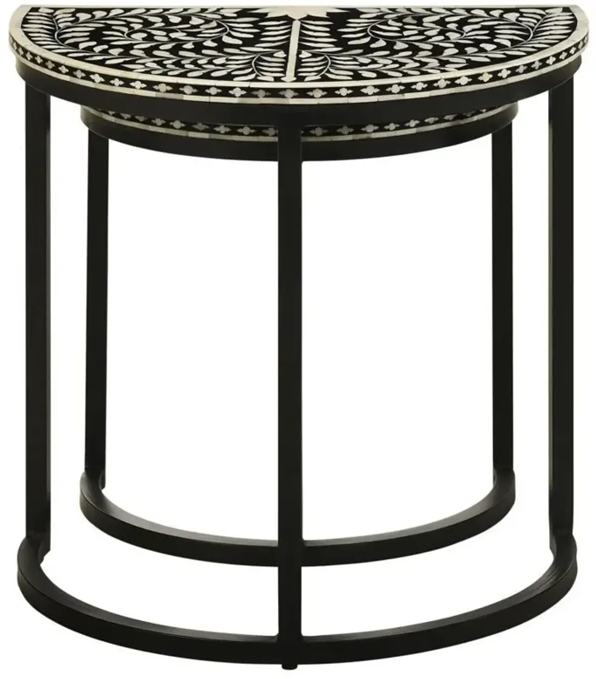 Zakiya - 2 Piece Demilune Nesting Table Set - Black And White