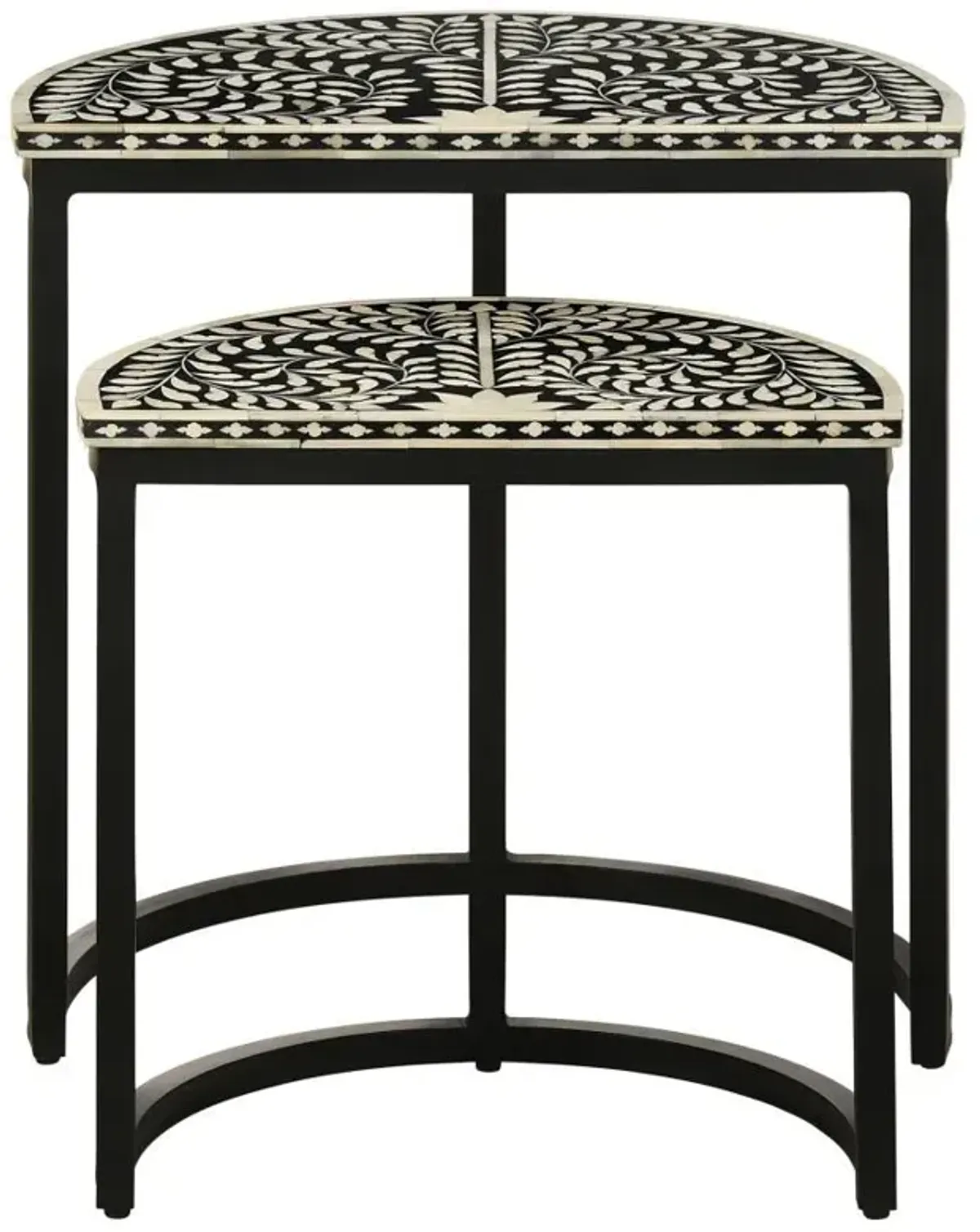 Zakiya - 2 Piece Demilune Nesting Table Set - Black And White