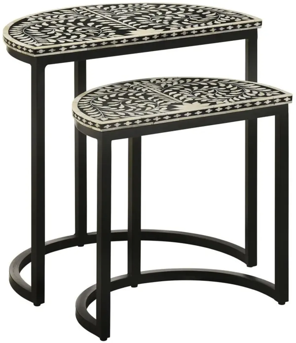 Zakiya - 2 Piece Demilune Nesting Table Set - Black And White