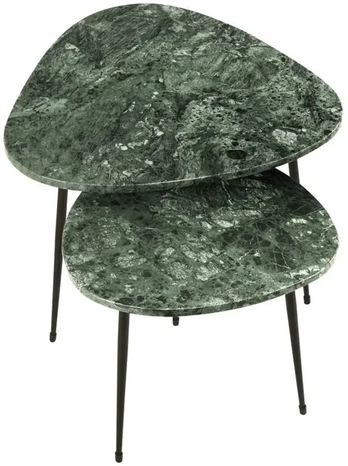 Tobias - 2 Piece Triangular Marble Top Nesting Table Green - Green Marble