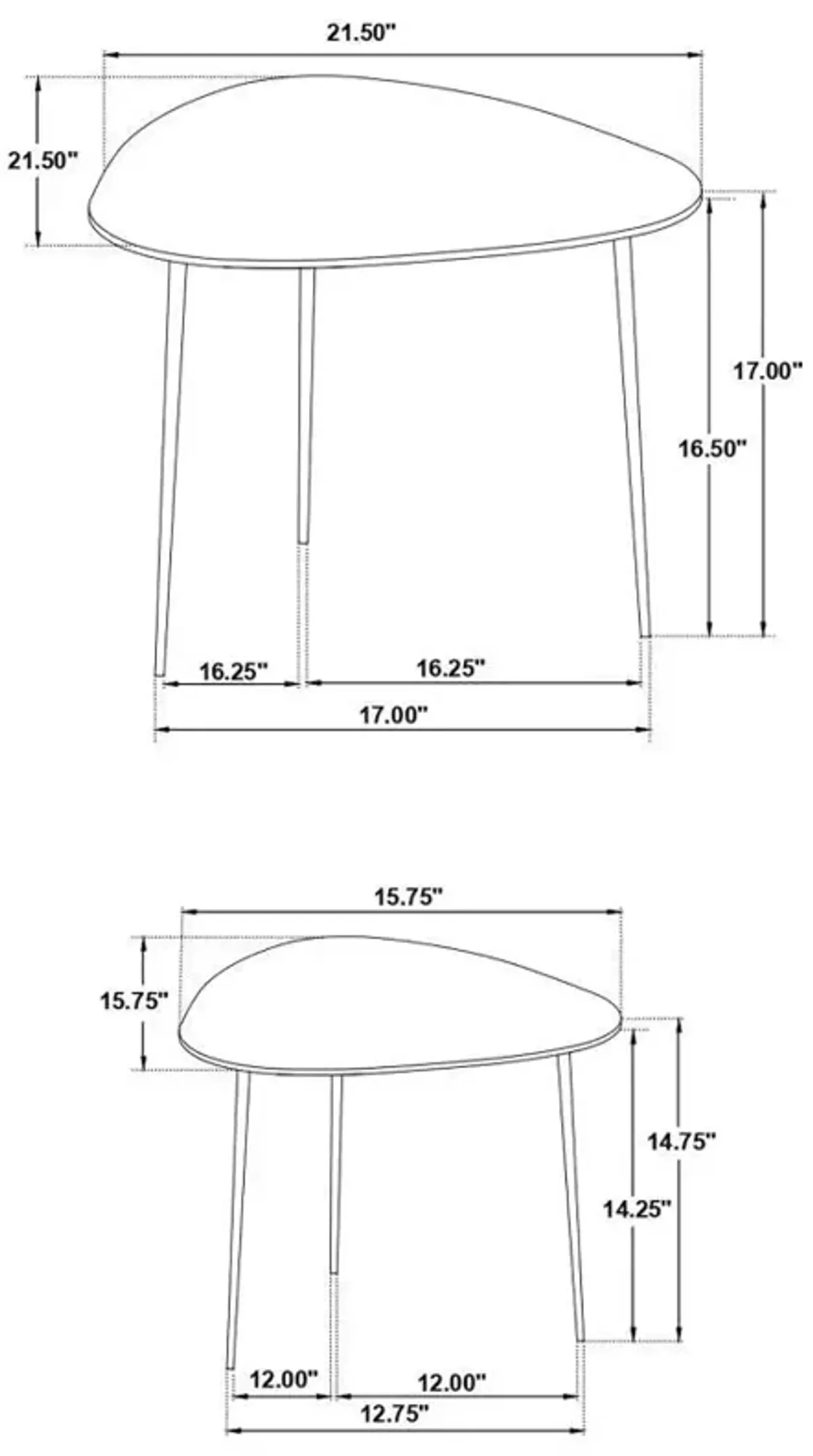 Tobias - 2 Piece Triangular Marble Top Nesting Table Green - Green Marble