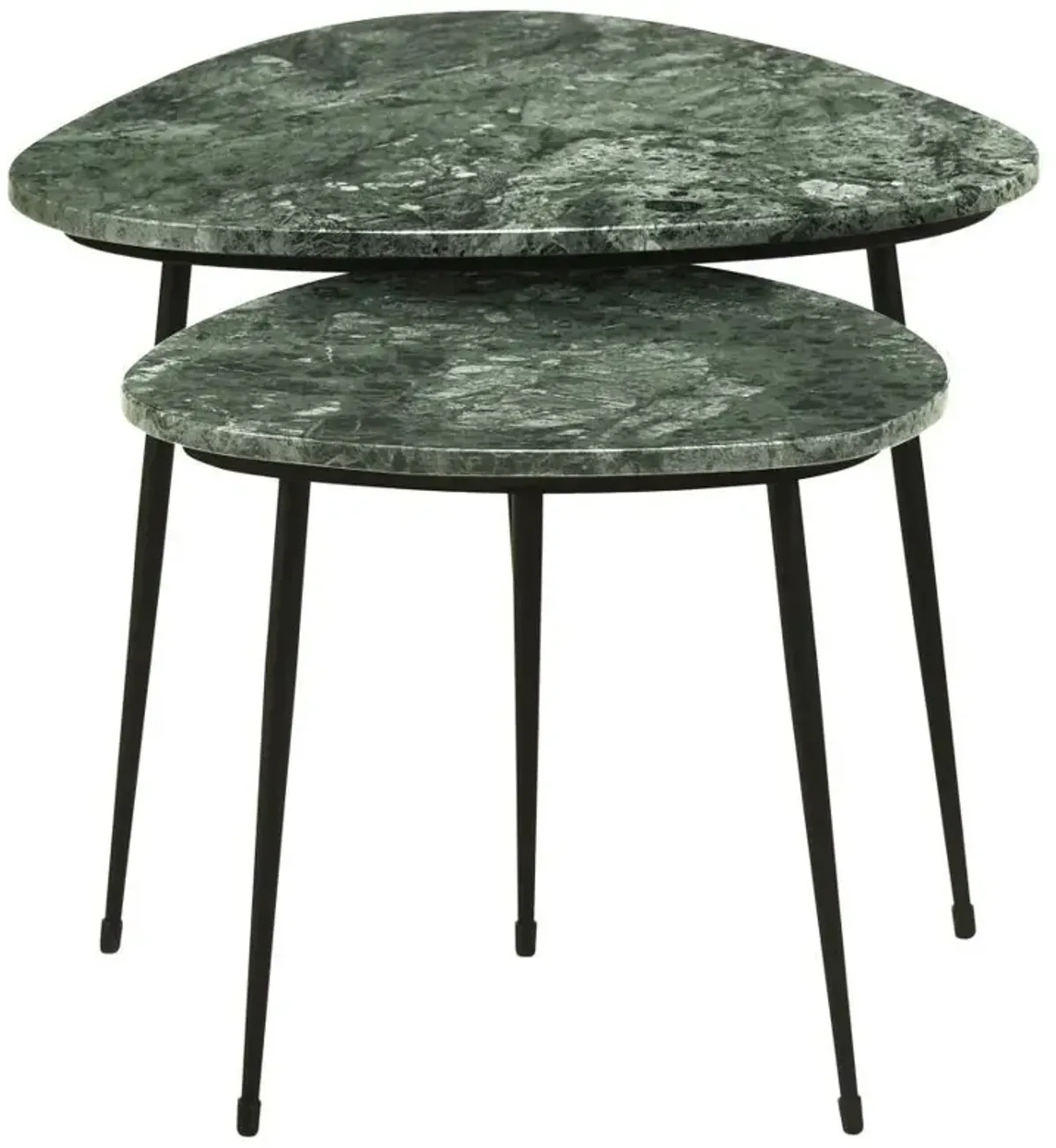 Tobias - 2 Piece Triangular Marble Top Nesting Table Green - Green Marble