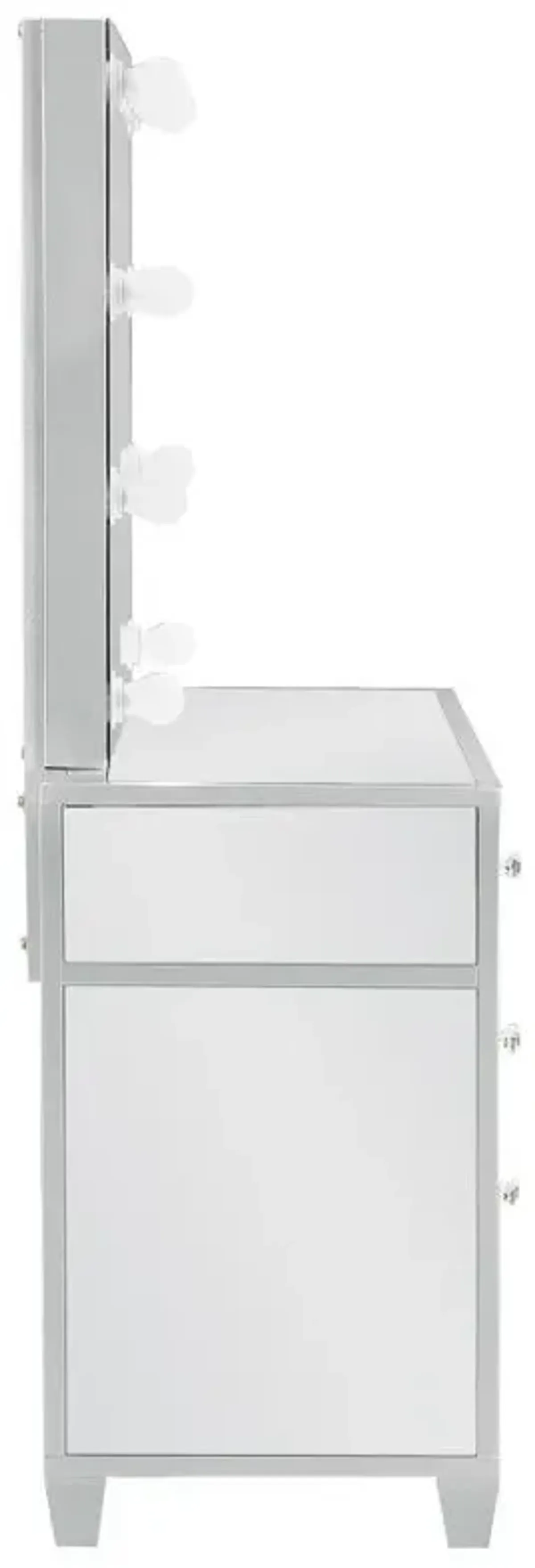 Allora - 9-Drawer Vanity Set With Lighting - Metallic Silver