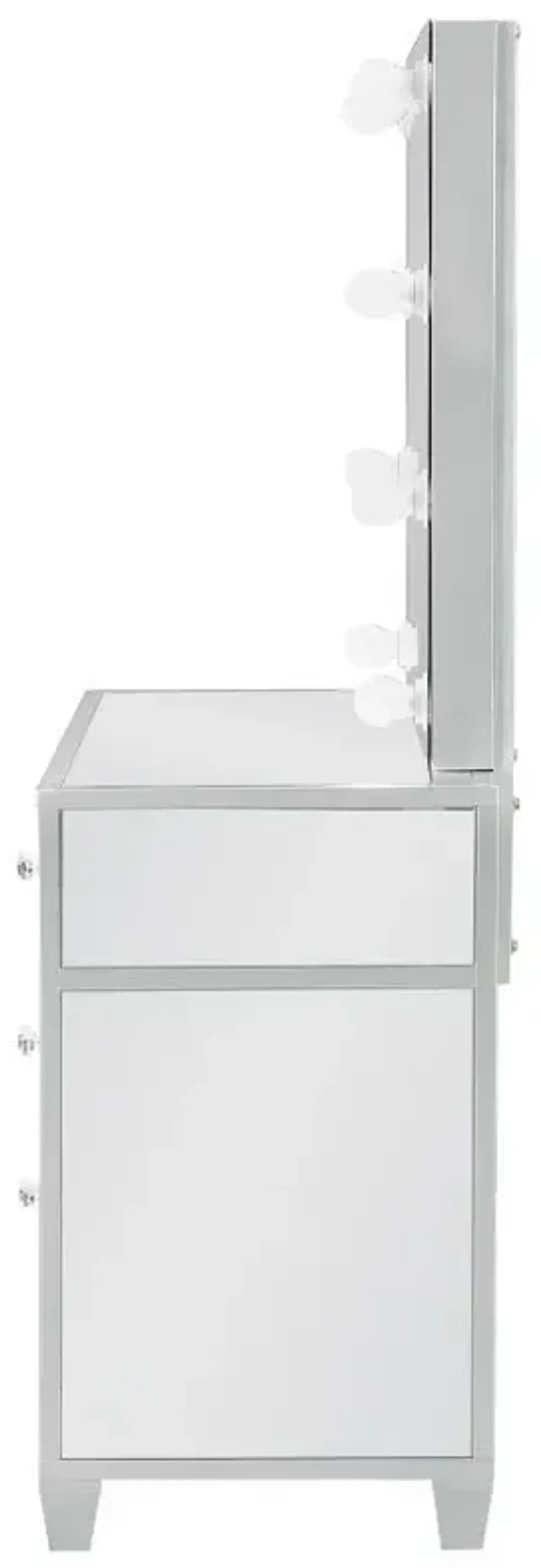 Allora - 9-Drawer Vanity Set With Lighting - Metallic Silver