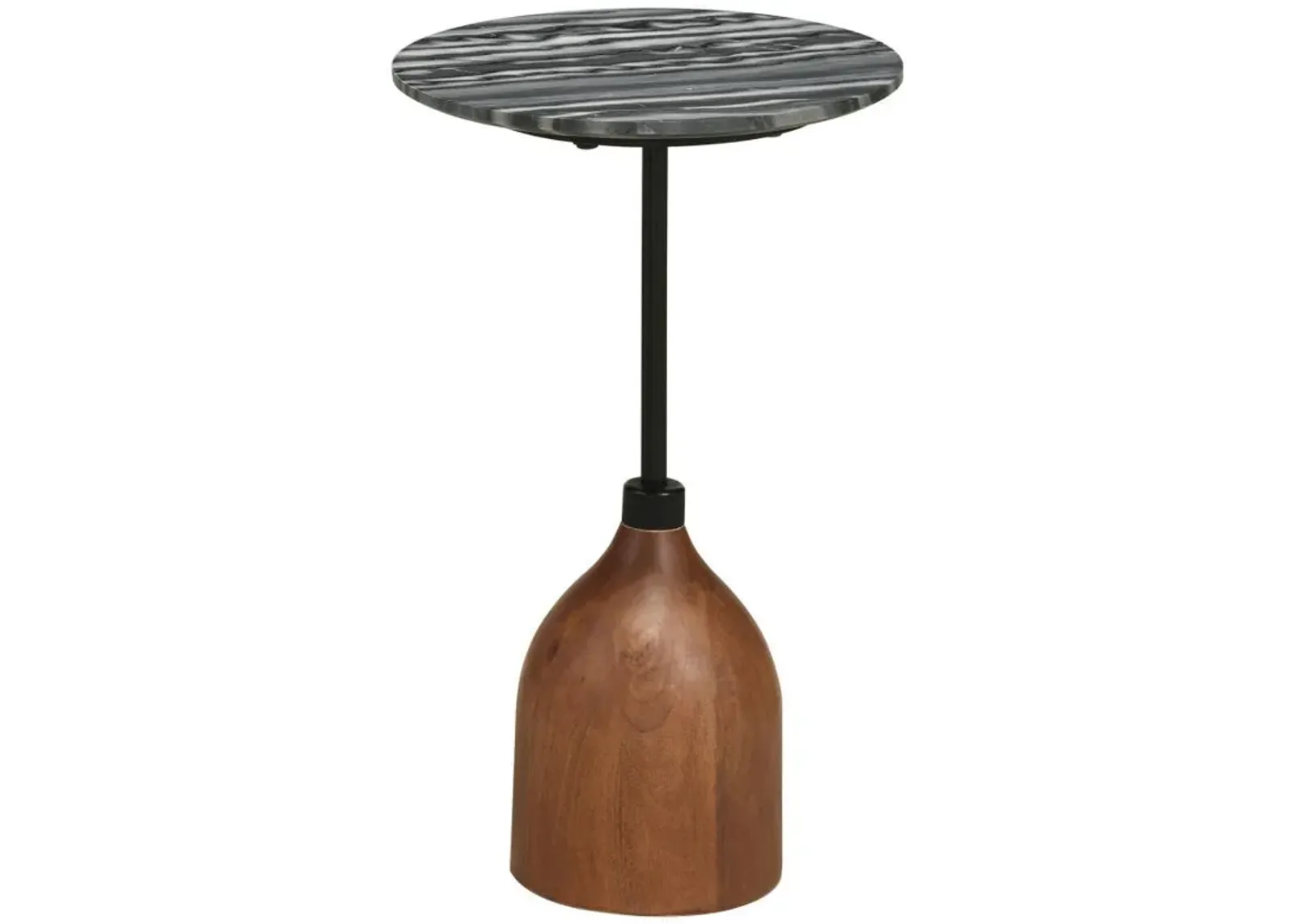 Ophelia - Round Marble Top Accent Side Table - Black