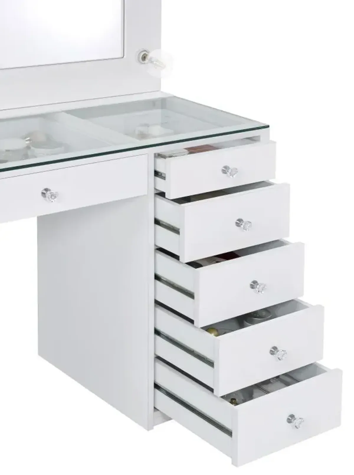 Acena - 7-Drawer Vanity Set With Lighting - White High Gloss