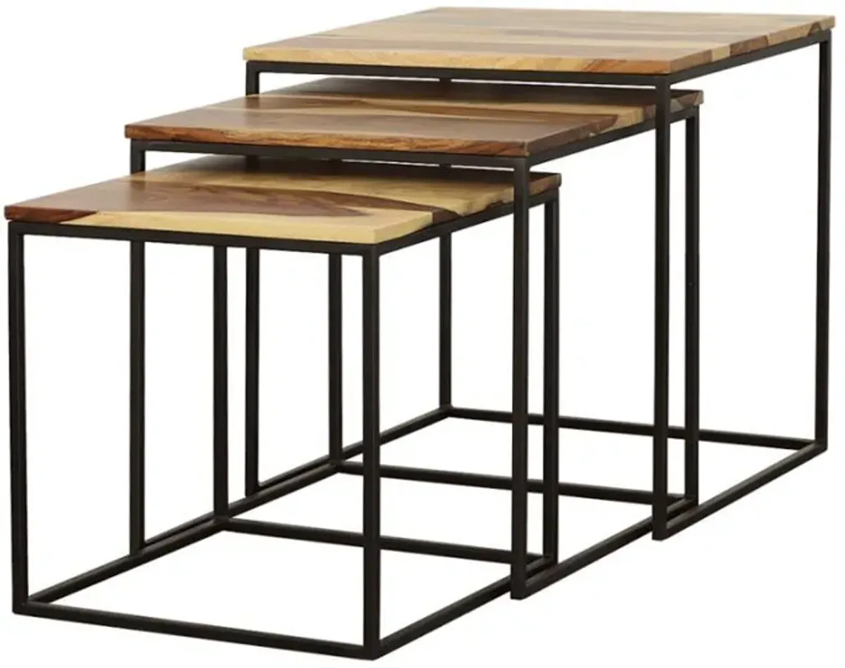 Belcourt - 3 Piece Square Nesting Tables - Natural And Black