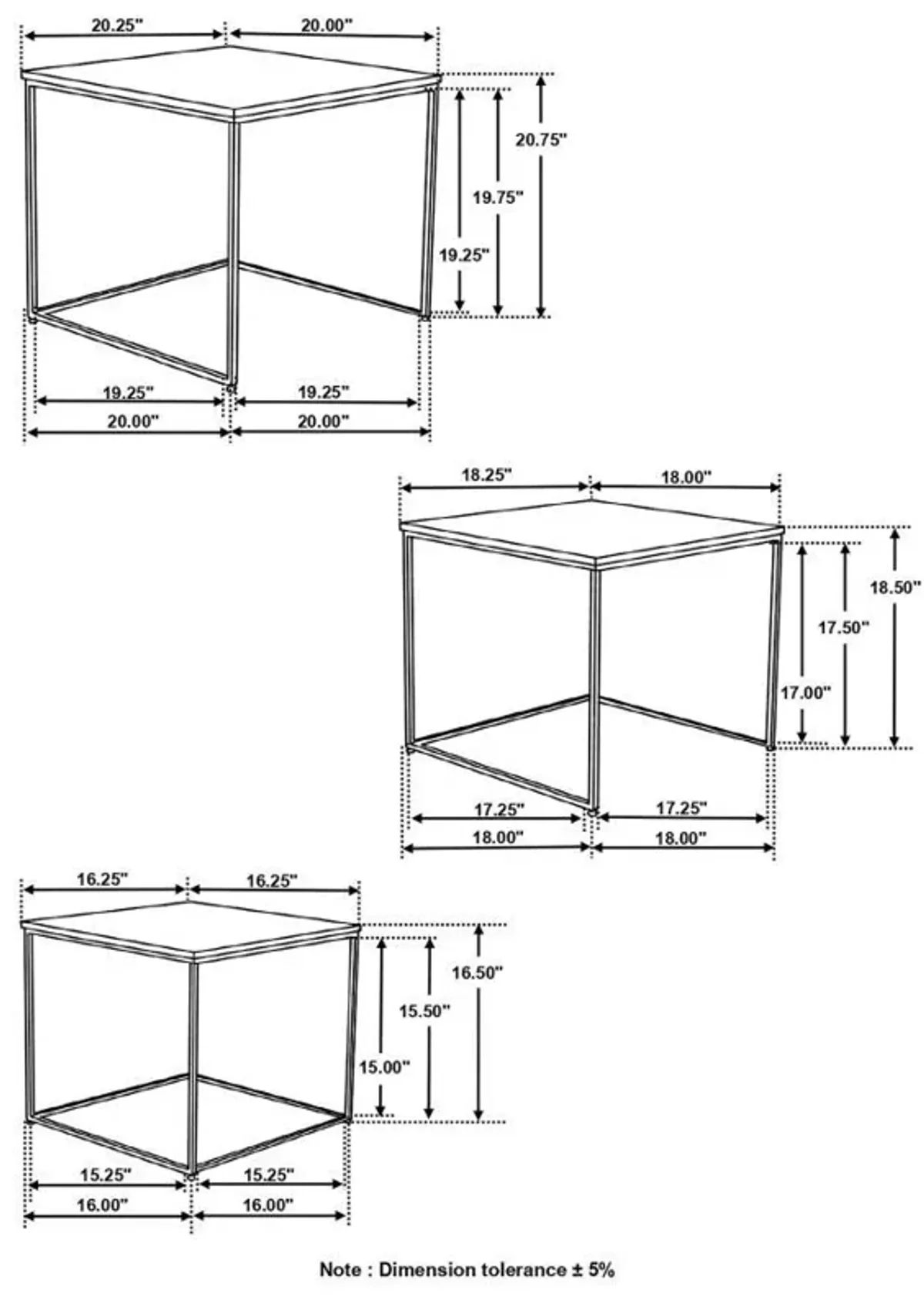 Belcourt - 3 Piece Square Nesting Tables - Natural And Black