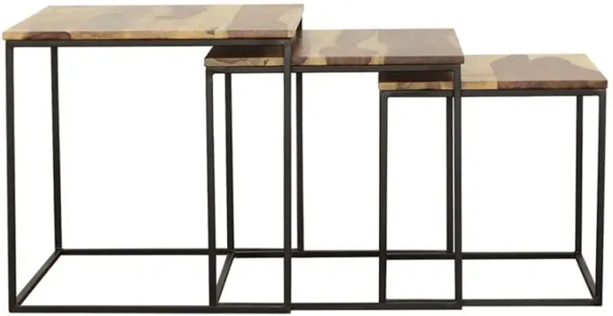 Belcourt - 3 Piece Square Nesting Tables - Natural And Black