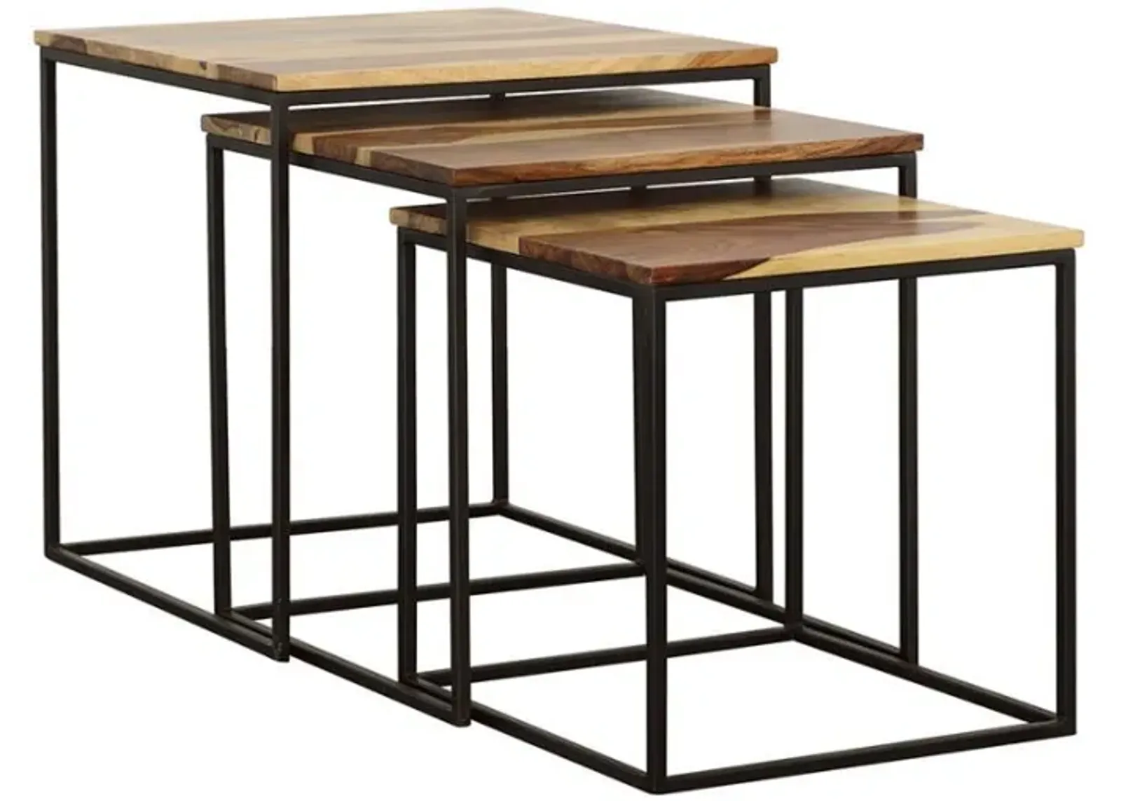 Belcourt - 3 Piece Square Nesting Tables - Natural And Black