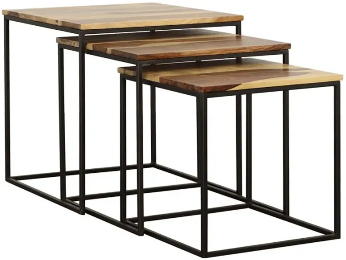 Belcourt - 3 Piece Square Nesting Tables - Natural And Black