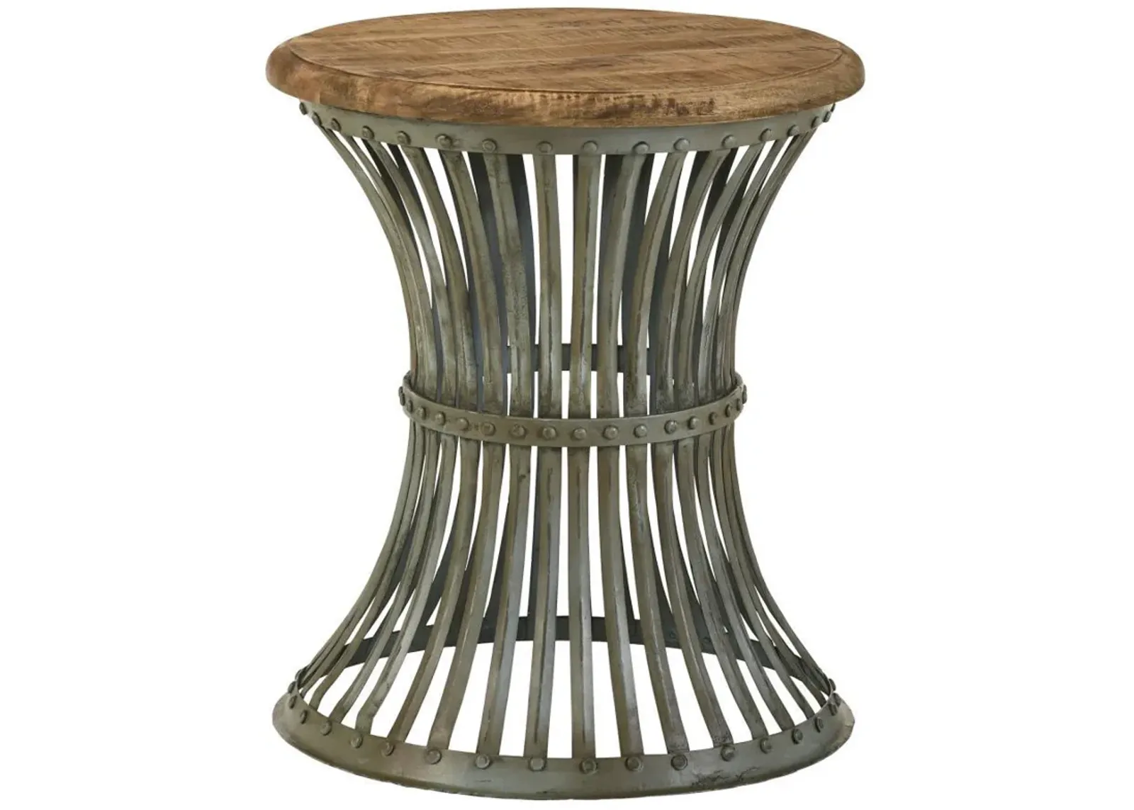 Matyas - Round Wire Frame Accent Side Table - Blue Distressed