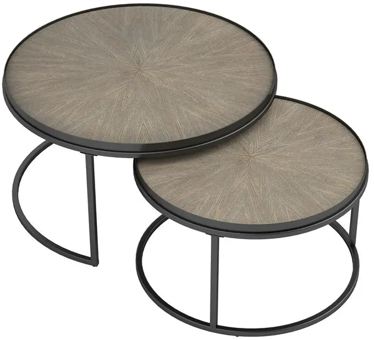 Rodrigo - 2 Piece Round Wood Nesting Table Set - Weathered Elm