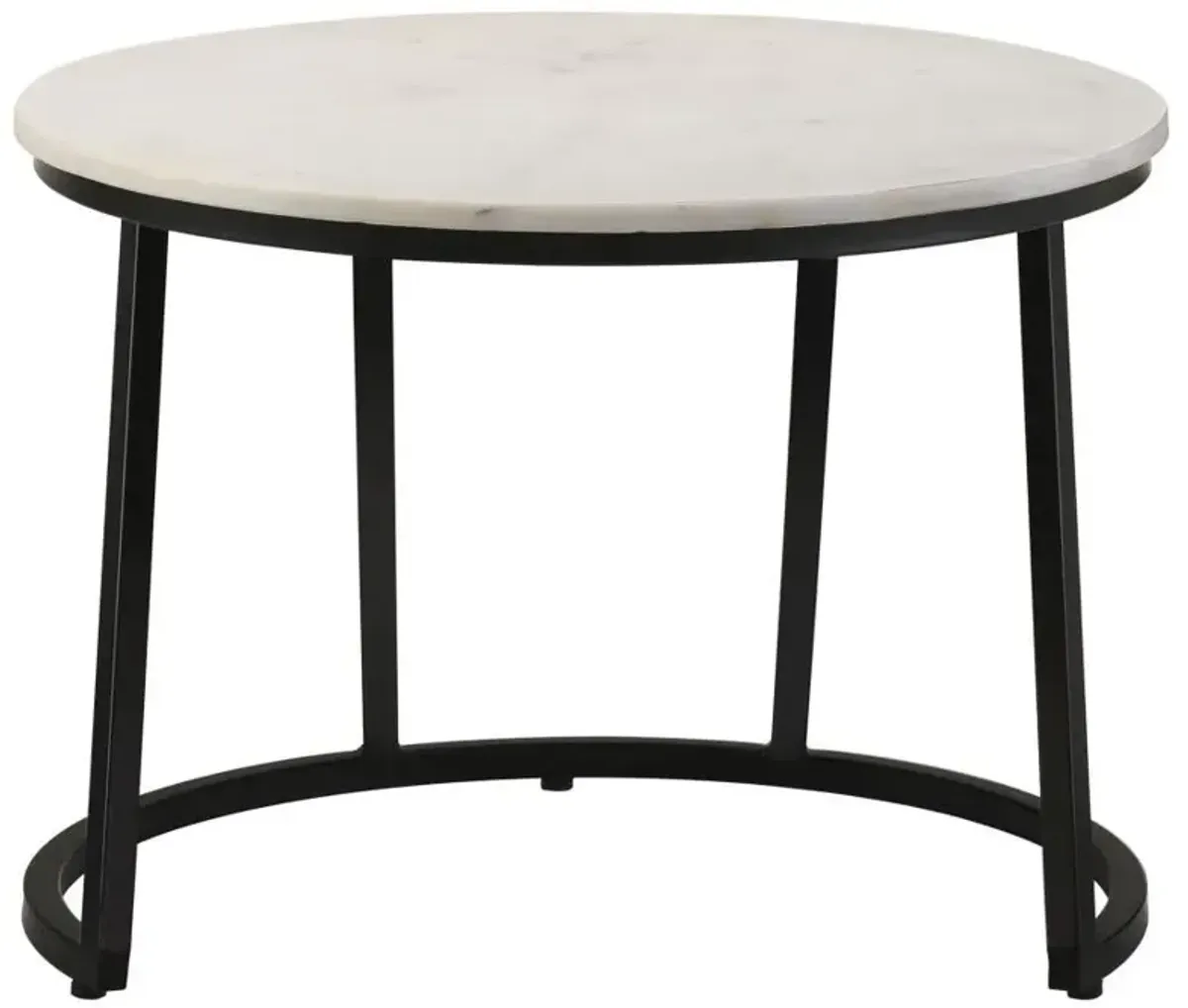 Miguel - Round Marble Top Coffee Table - White And Black