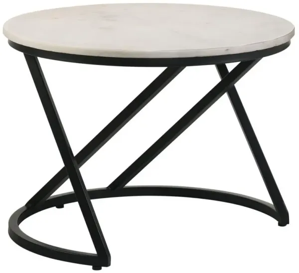Miguel - Round Marble Top Coffee Table - White And Black