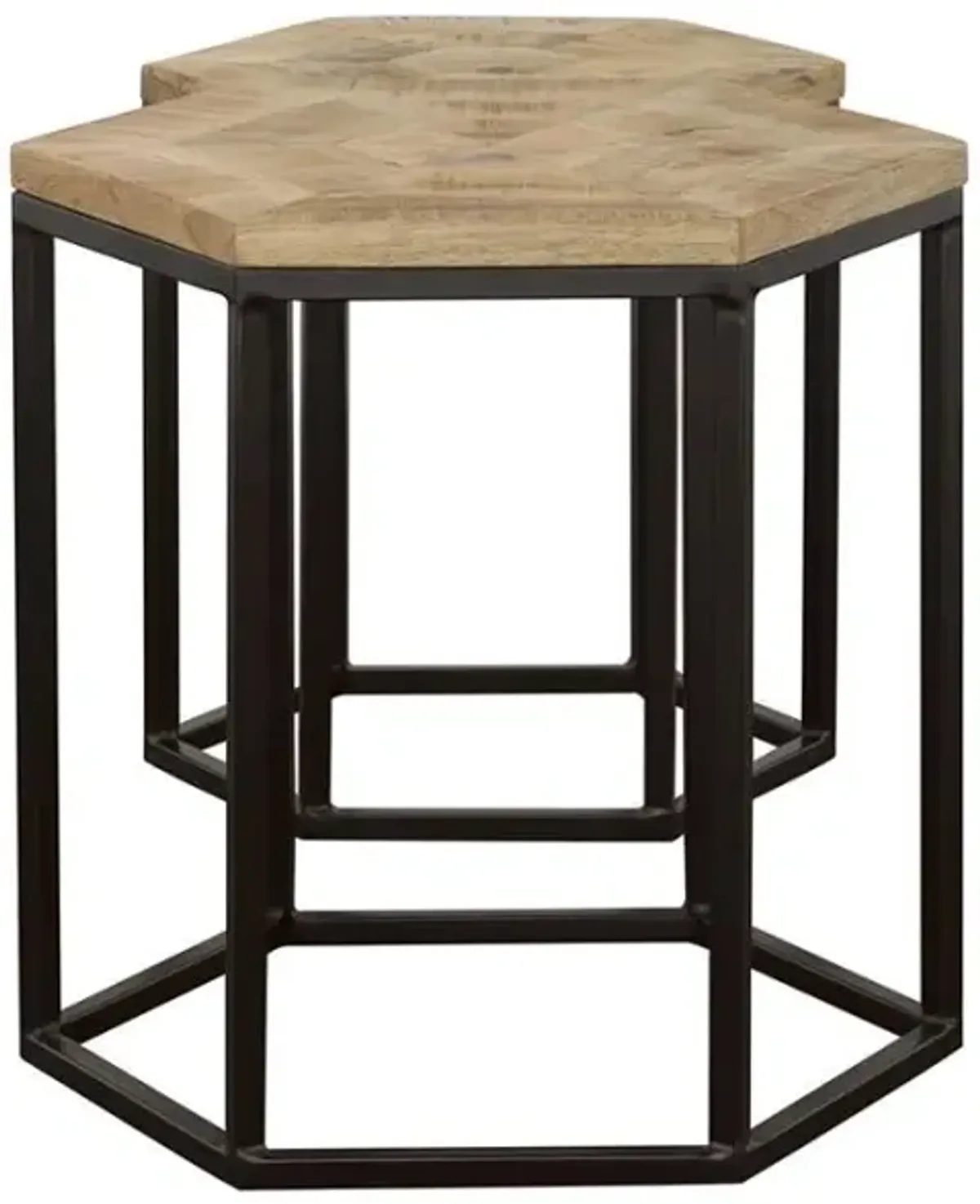 Adger - 2 Piece Hexagonal Nesting Tables - Natural And Black