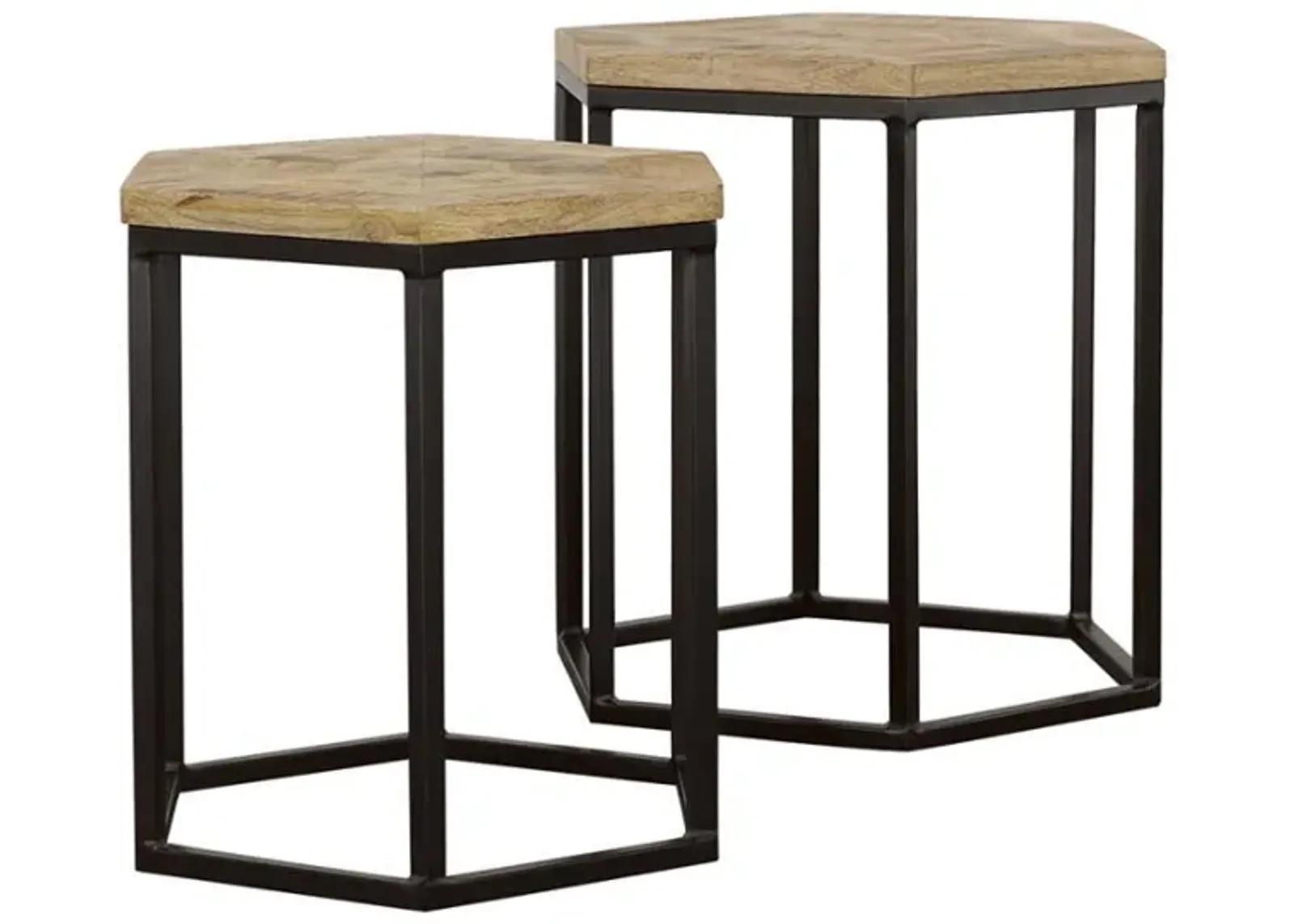 Adger - 2 Piece Hexagonal Nesting Tables - Natural And Black