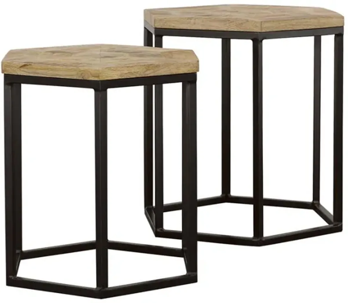 Adger - 2 Piece Hexagonal Nesting Tables - Natural And Black