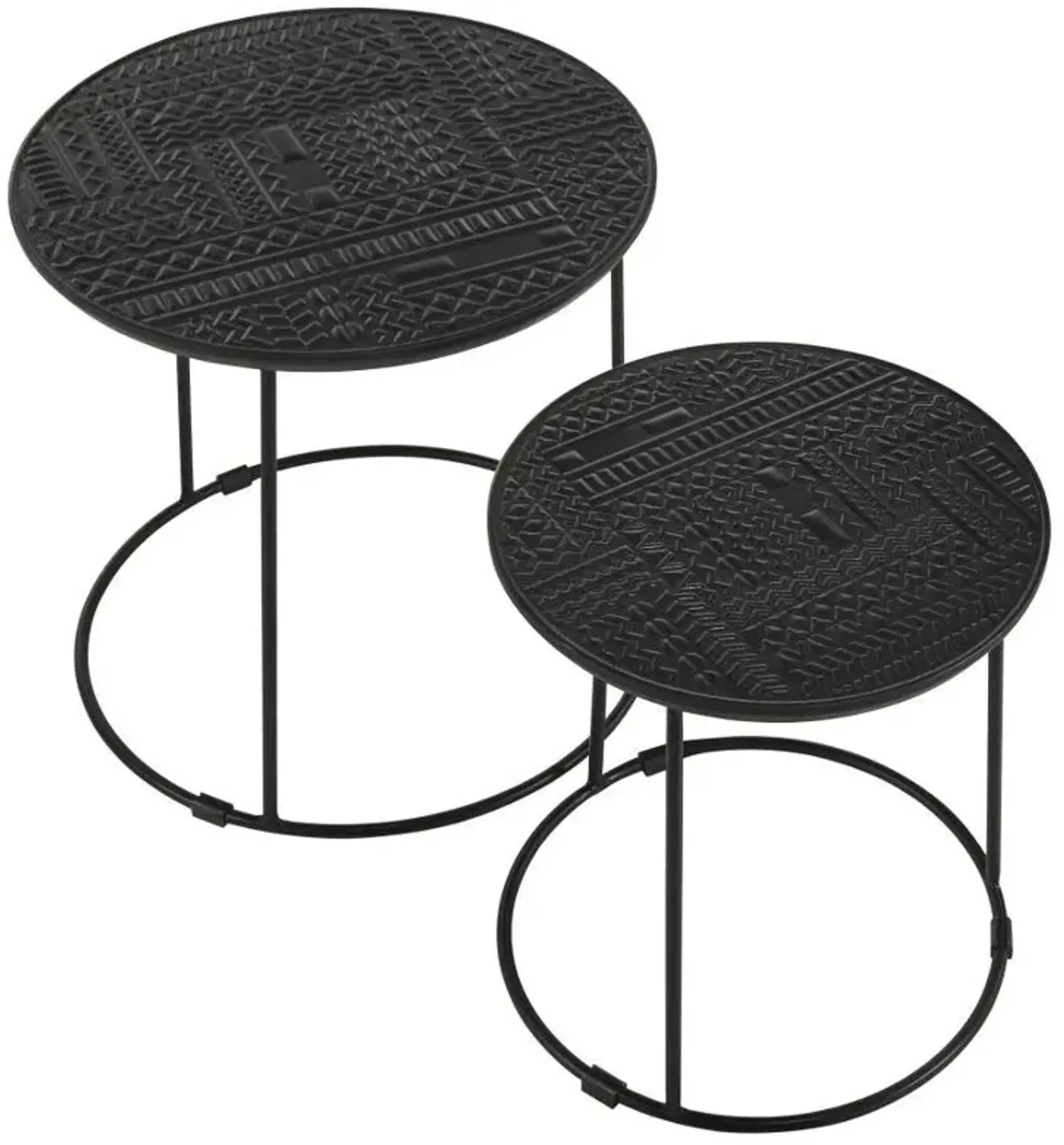 Loannis - 2 Piece Round Mango Wood Nesting Table - Matte Black