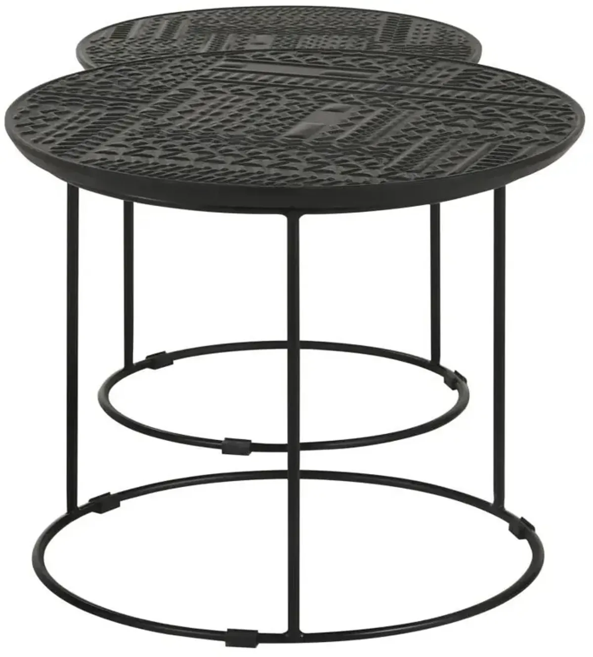 Loannis - 2 Piece Round Mango Wood Nesting Table - Matte Black