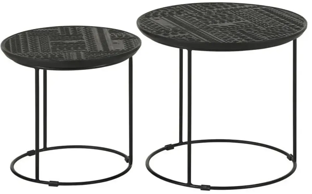 Loannis - 2 Piece Round Mango Wood Nesting Table - Matte Black