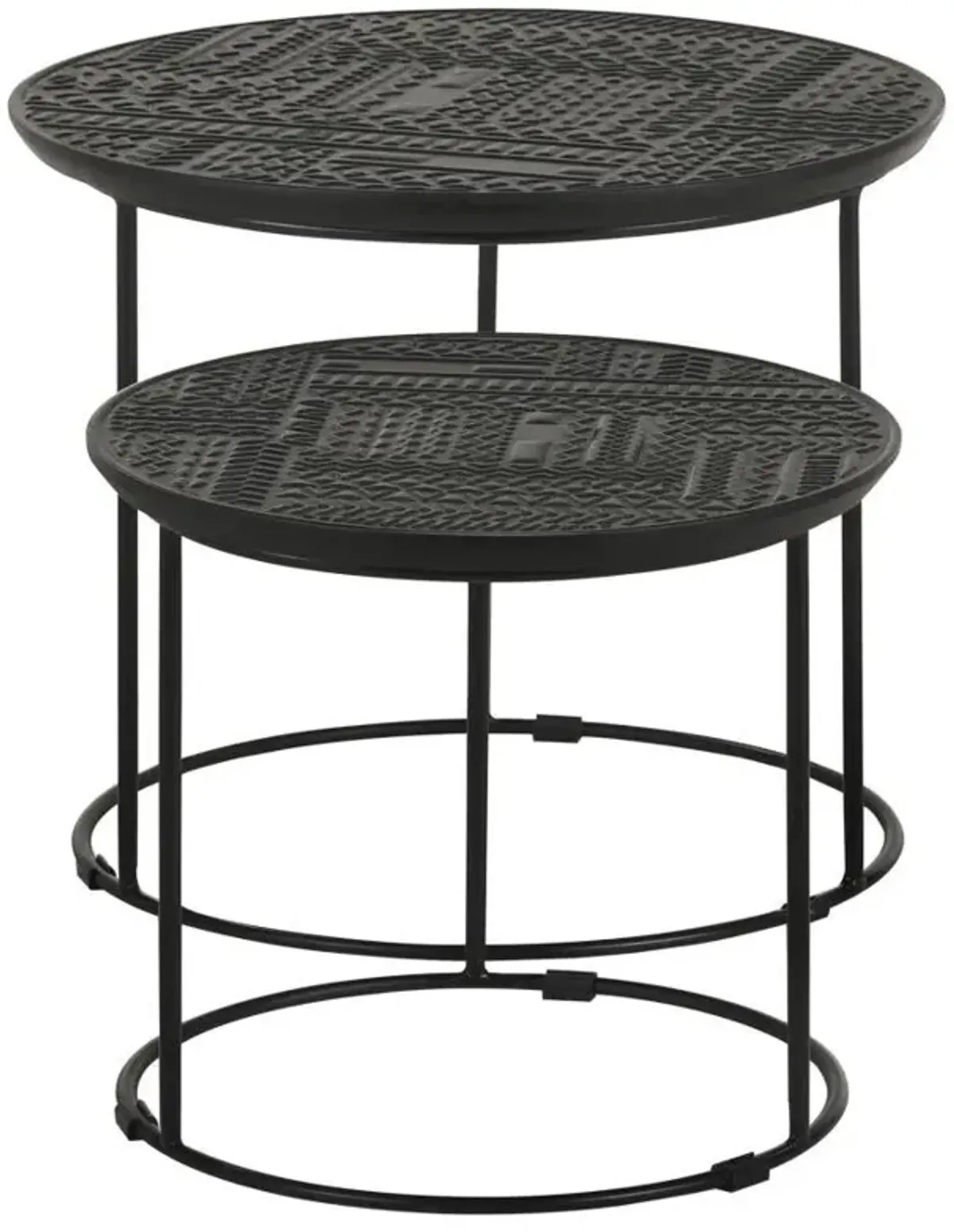 Loannis - 2 Piece Round Mango Wood Nesting Table - Matte Black