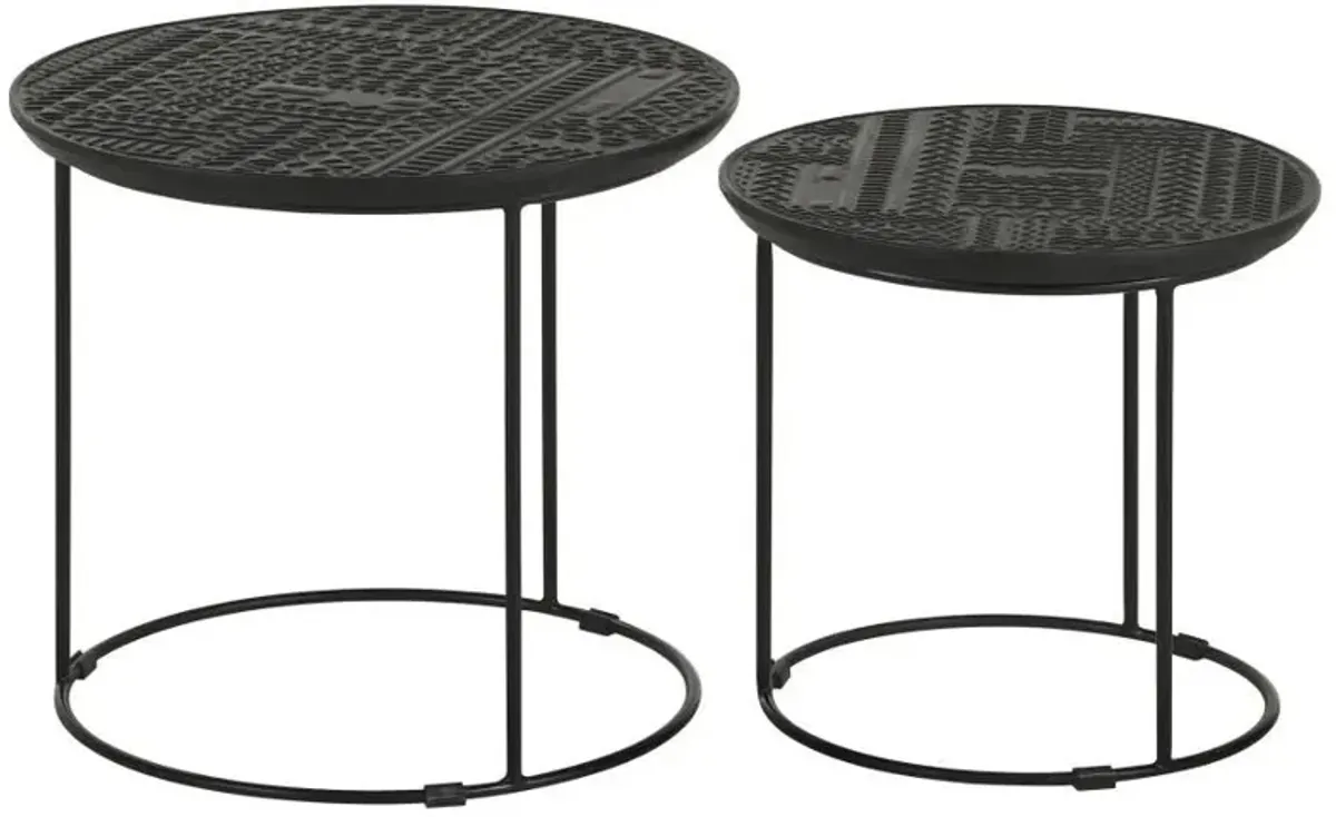 Loannis - 2 Piece Round Mango Wood Nesting Table - Matte Black