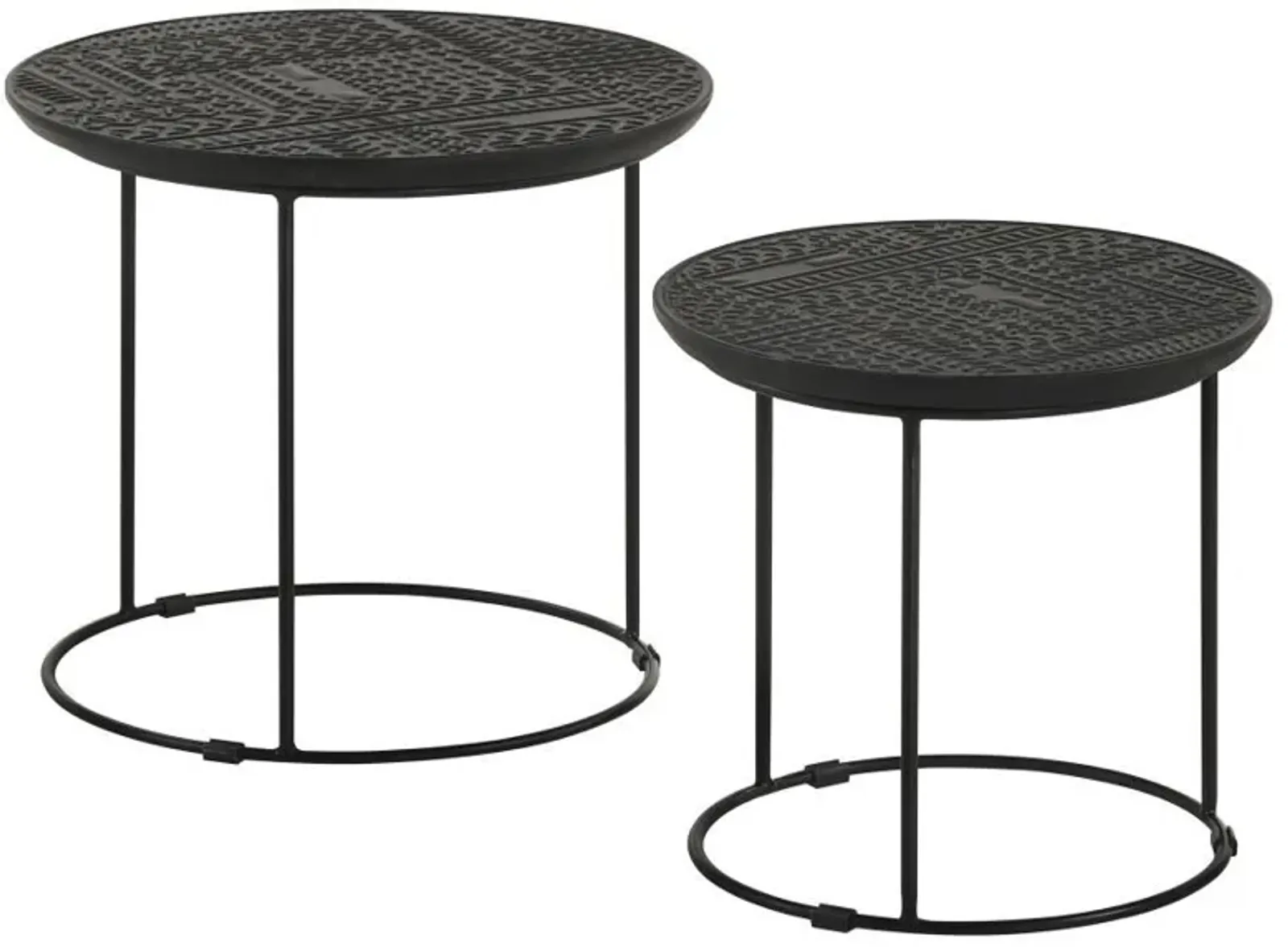 Loannis - 2 Piece Round Mango Wood Nesting Table - Matte Black