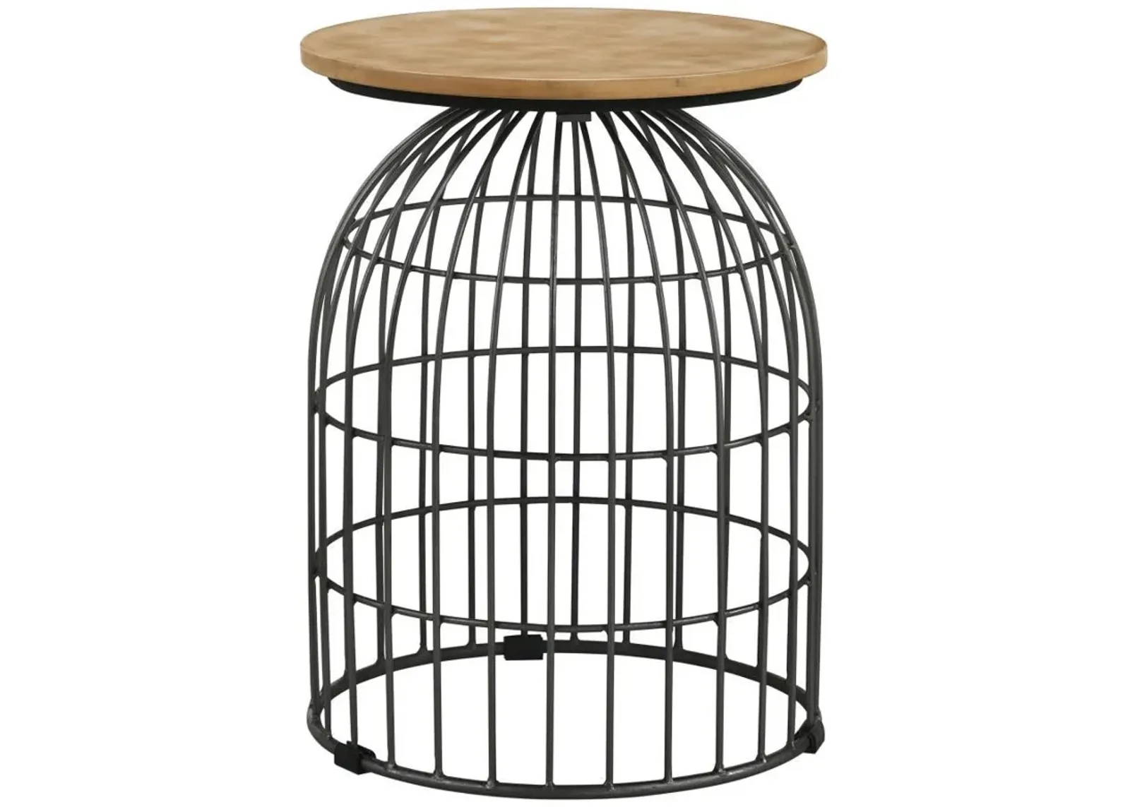 Bernardo - Round Wire Frame Side Table - Natural And Gunmetal