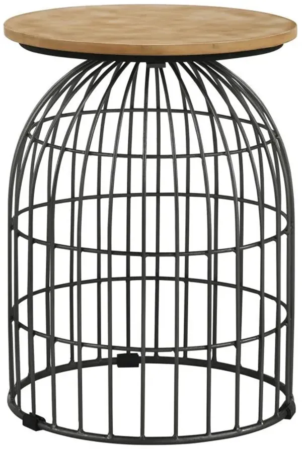 Bernardo - Round Wire Frame Side Table - Natural And Gunmetal