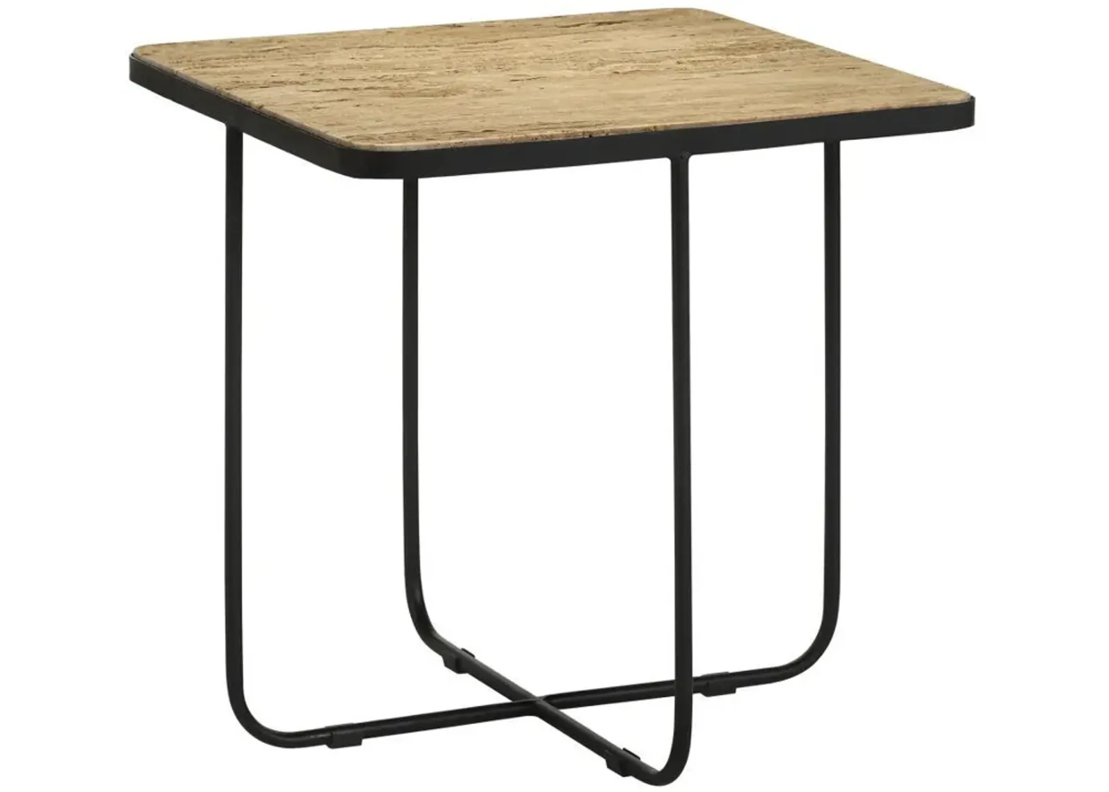 Elyna - Square Stone Top Accent Side Table - Beige