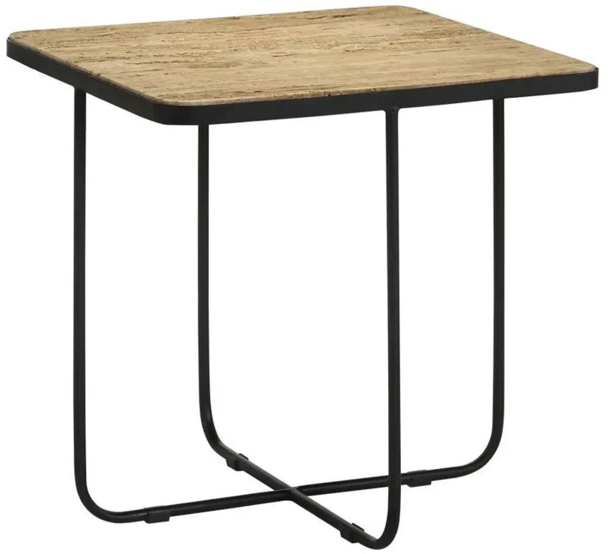 Elyna - Square Stone Top Accent Side Table - Beige