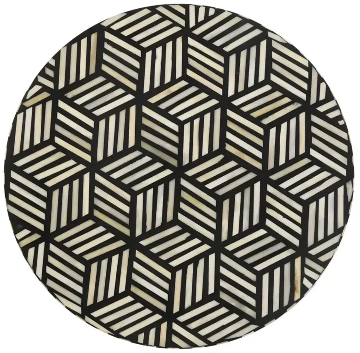 Xenia - Round Bone Inlay Accent Side Table - White And Gold
