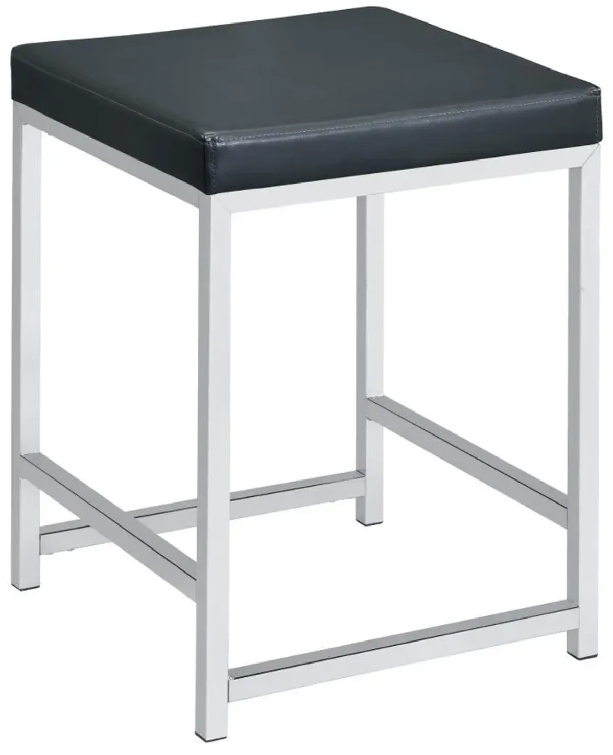 Afshan - Upholstered Square Padded Vanity Stool - Chrome