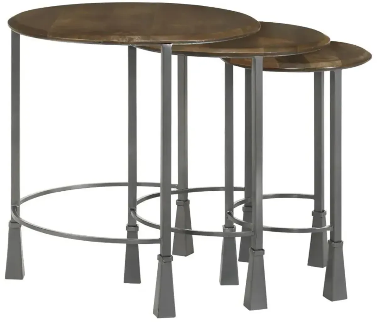 Deja - 3 Piece Round Nesting Table Set - Natural And Gunmetal