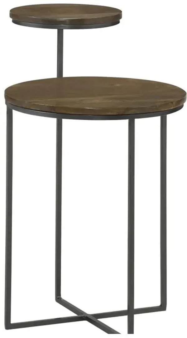 Yael - Round Mango Wood Accent Side Table - Natural And Gunmetal