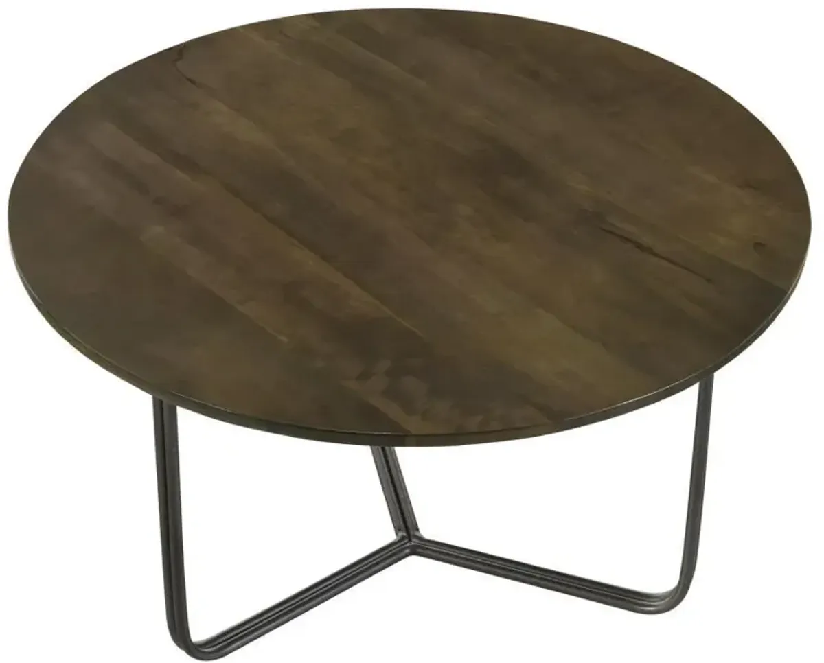 Yaritza - Round Mango Wood Coffee Table - Natural And Gunmetal