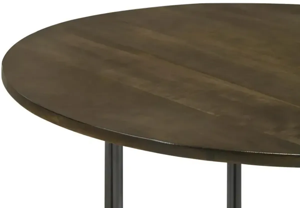 Yaritza - Round Mango Wood Coffee Table - Natural And Gunmetal