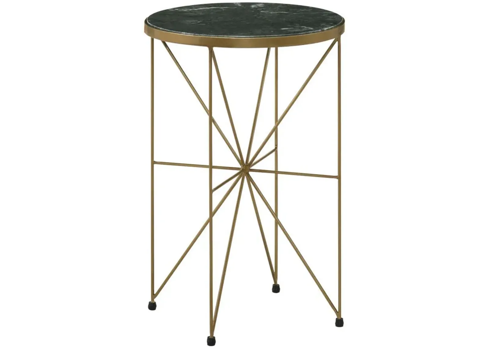 Eliska - Round Green Marble Top Accent Side Table - Antique Gold