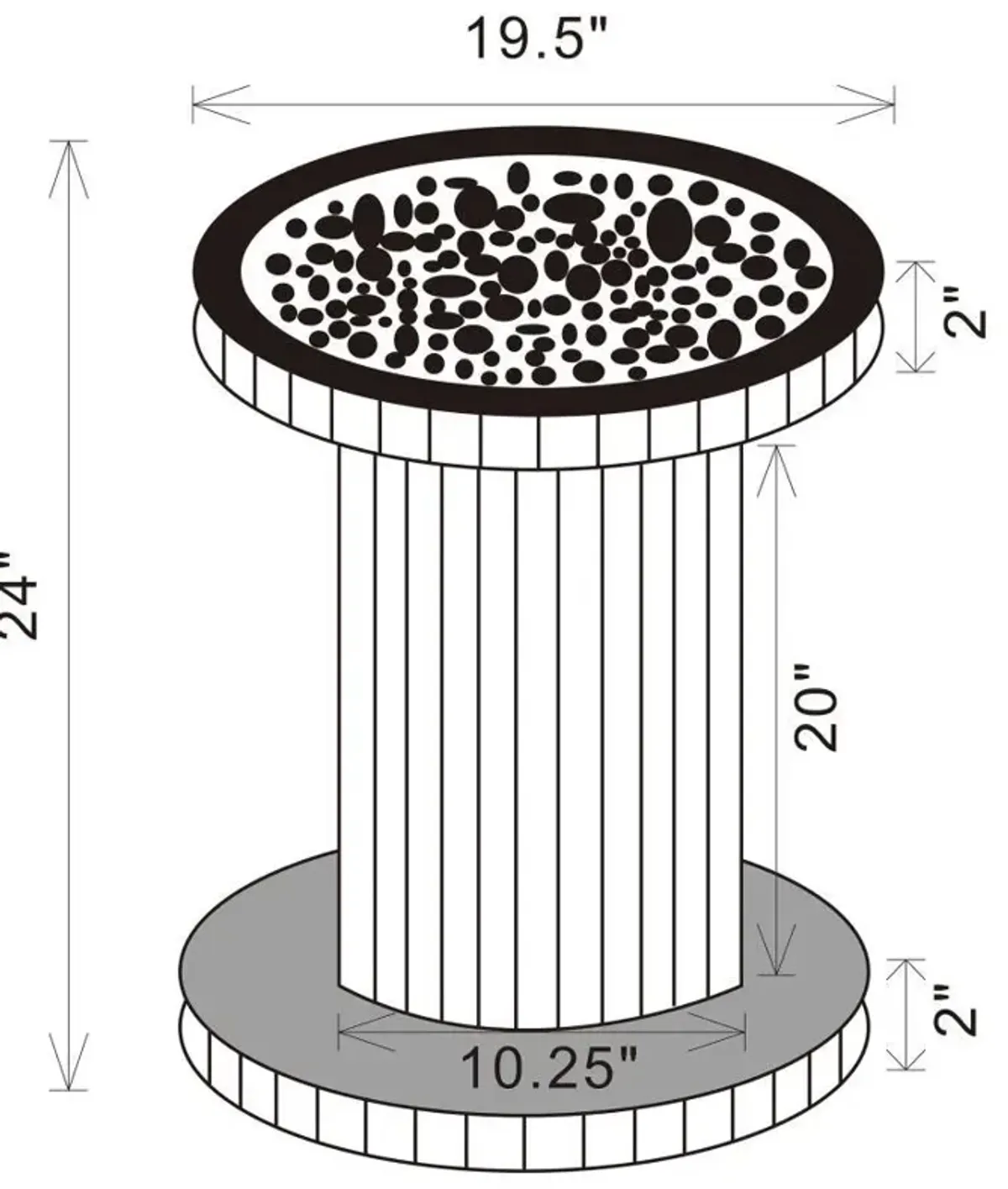 Dorielle - Round Mirrored Acrylic Crystal Side Table - Silver