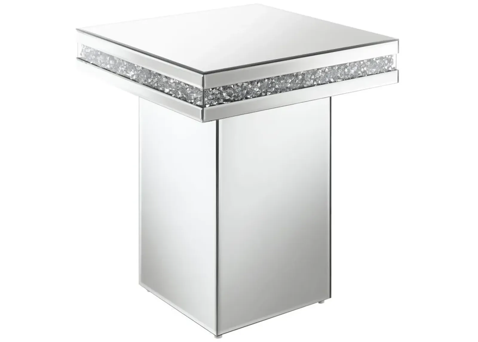 Elora - Square Mirrored Accent Side Table - Silver