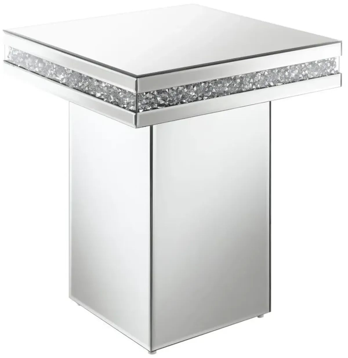 Elora - Square Mirrored Accent Side Table - Silver