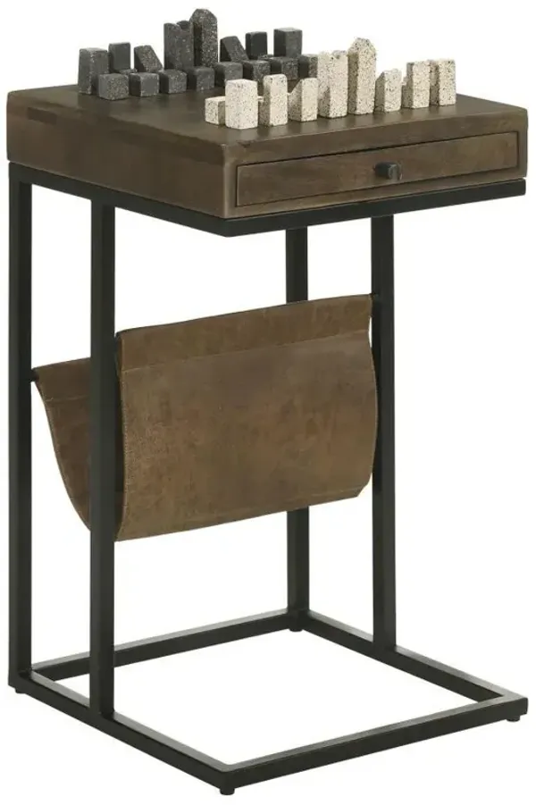 Chessie - 1-Drawer Side Table With Leatherette Sling - Tobacco