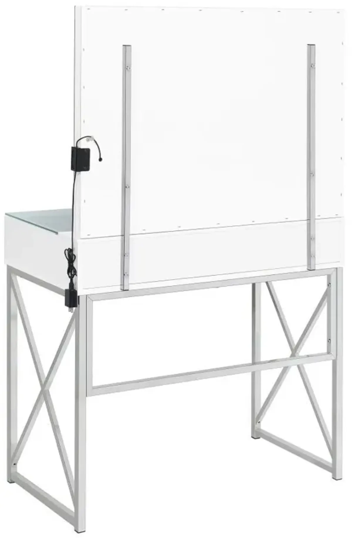 Eliza - Vanity Set With Lighting & Stool - White And Chrome