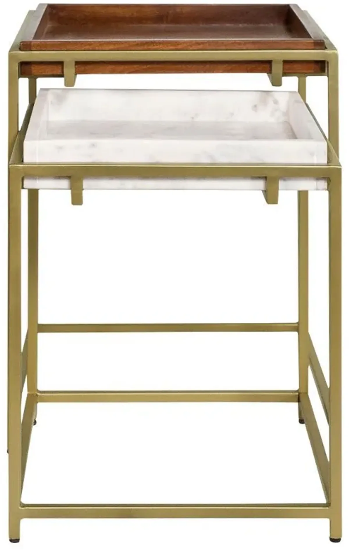 Bolden - 2 Piece Wood And Marble Top Nesting Table Set - Gold